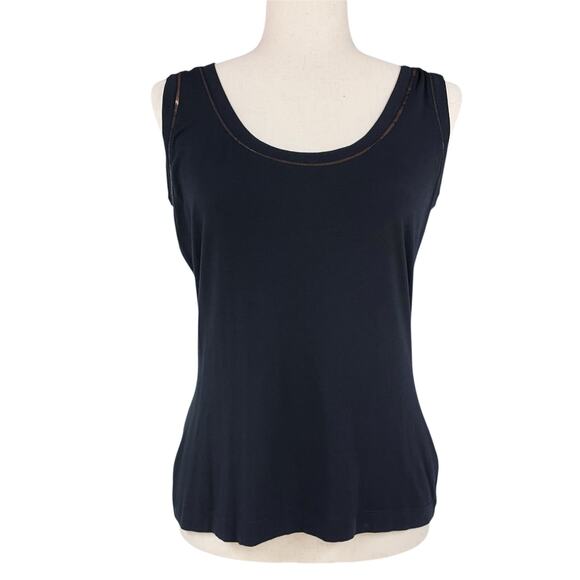 ST. JOHN Elegant Soft Stretch Jersey Black Tank w/ Dainty Copper Sequins Size S - Picture 4 of 7